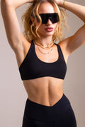 Allure Bra Scoop Neckline Medium Support Strappy Open-Back Sports Bra - Black